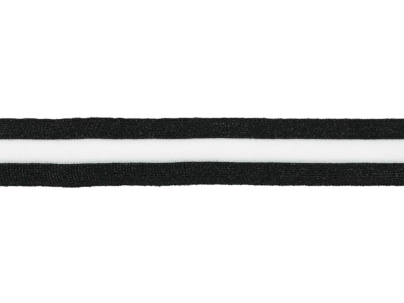 Seitliches Streifenband 25 mm Lurex schwarz - offwhite