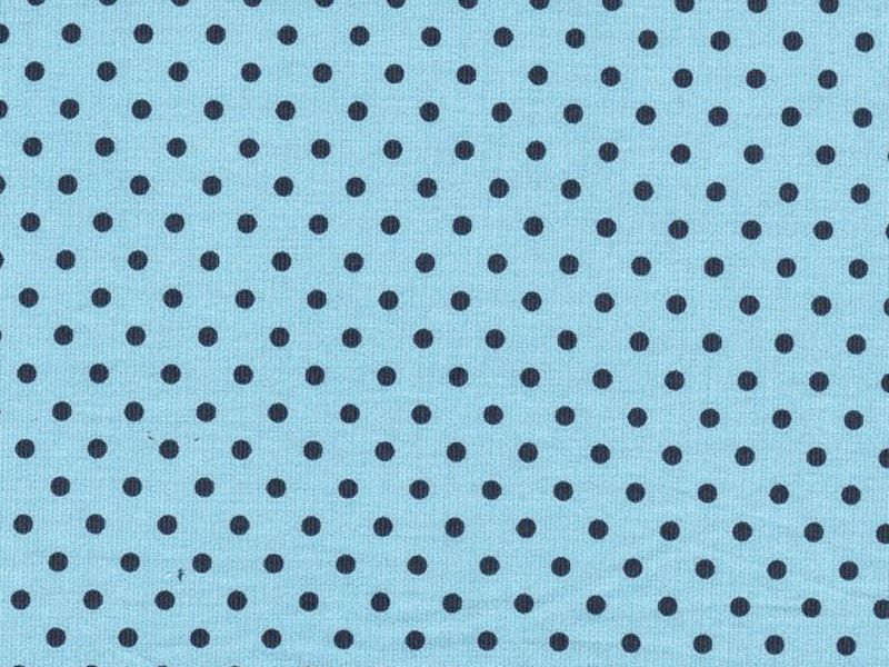 Feincord Punkte hellblau - jeansblau