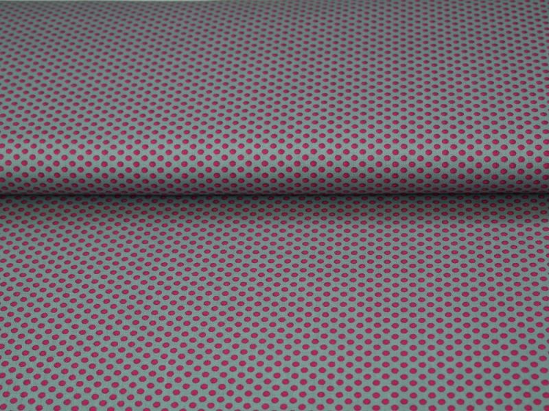 Baumwolljersey Punkte grau - pink