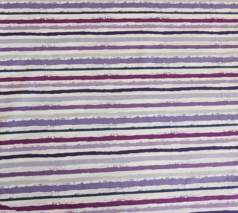 Baumwollpopeline weiss Streifen Violett - Lila