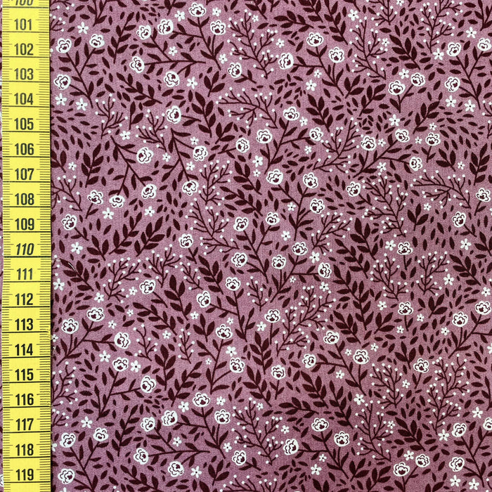 Baumwollpopeline mit Blumen rosa