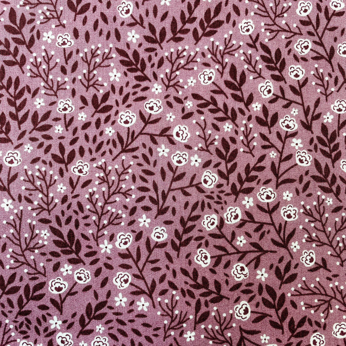 Baumwollpopeline mit Blumen rosa
