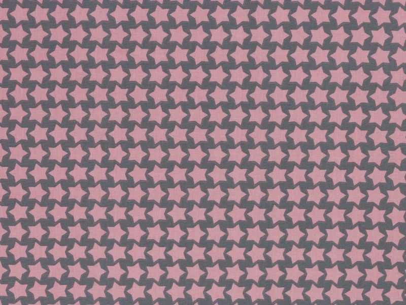 Beschichtete Baumwolle Farbenmix Staaars grau - rose