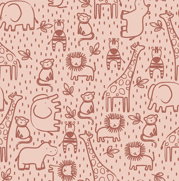 Baumwolljersey bedruckt Tieren rosa