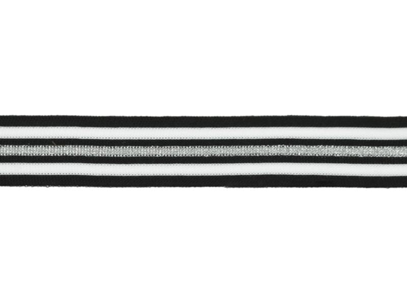 Seitliches Streifenband 25 mm Lurex schwarz - weiss - Kopie - Kopie - Kopie