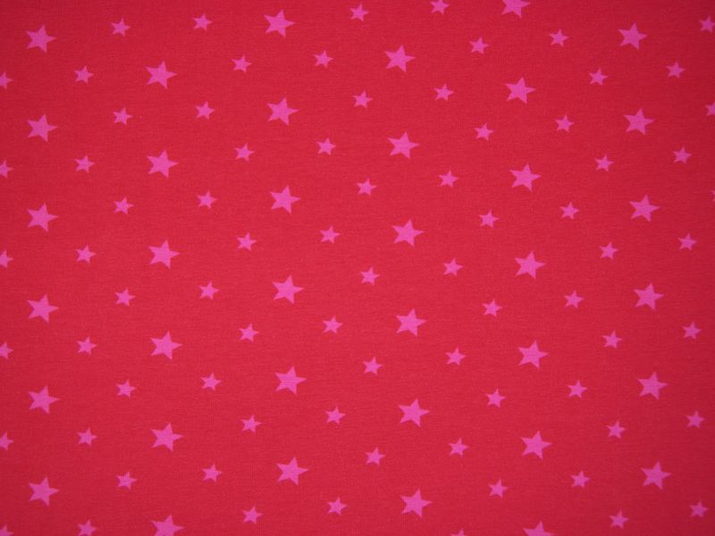 Baumwolljersey Sterne rot - pink