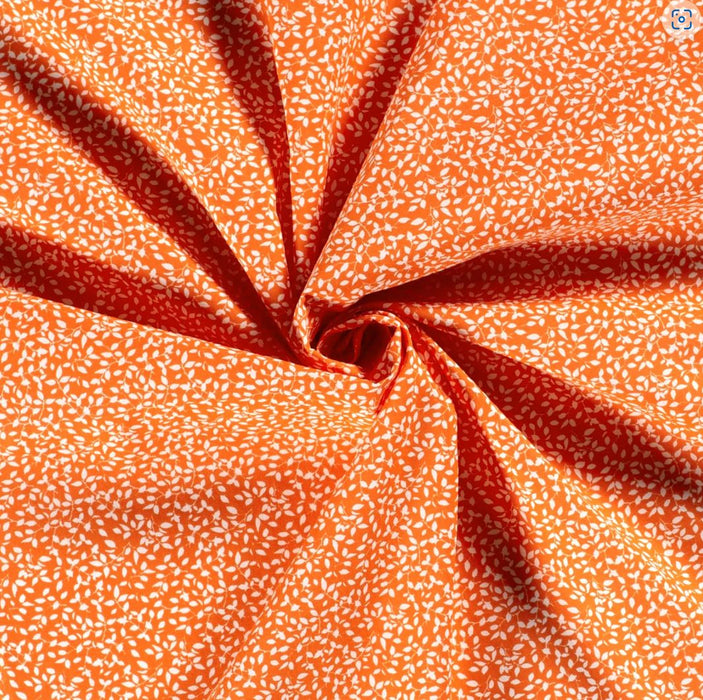Baumwollpopeline Blätter orange
