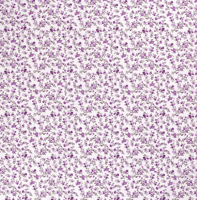 Baumwollpopeline mit Blumen violett