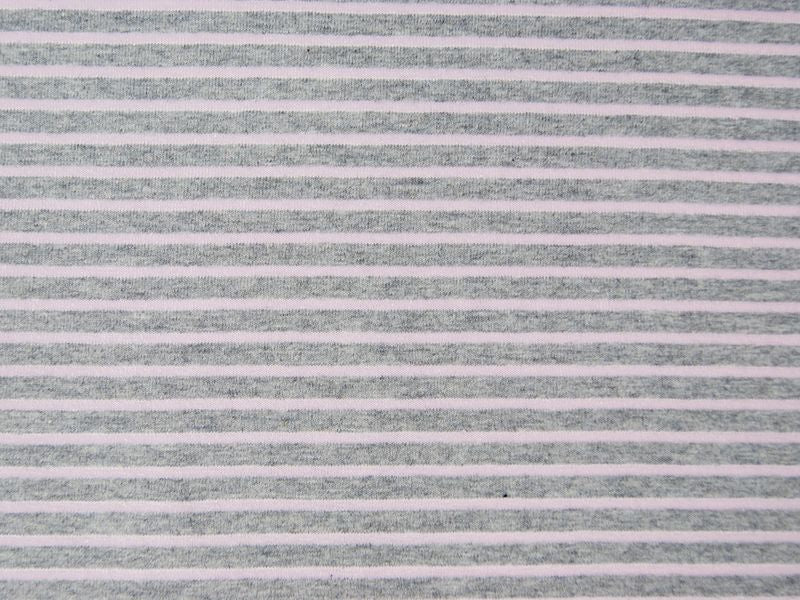 Baumwolljersey gestreift grau - rose