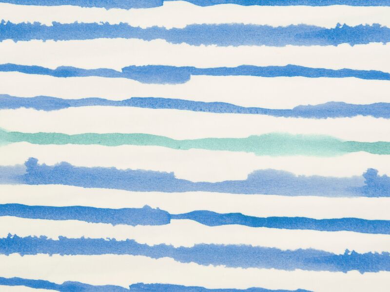 Baumwolljersey Hilco "Nautical Stripe" weiss - blau aquarell-gestreift
