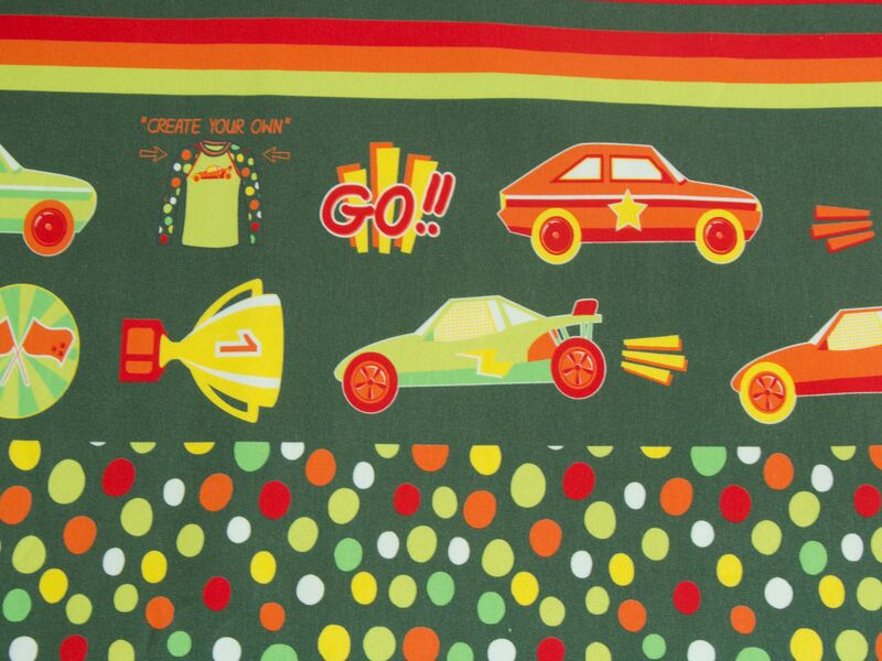 Baumwolljersey Panel von Hilco "Dots go" oliv