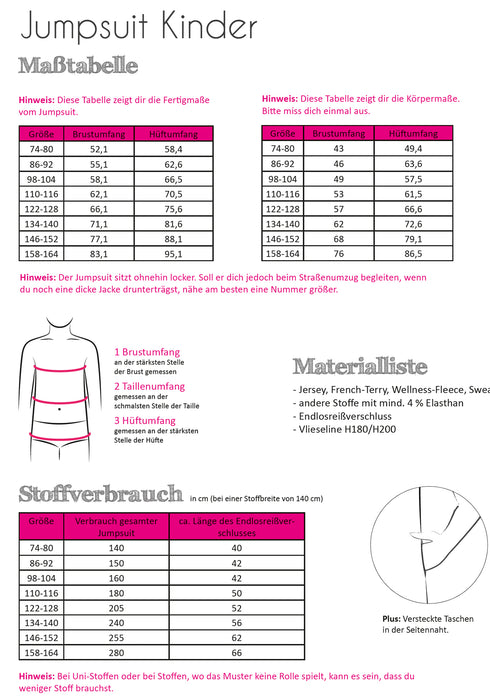 Schnittmuster Jumpsuit Kinder von Fadenkäfer