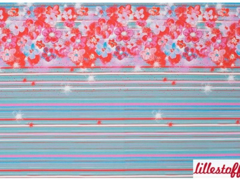 Baumwolljersey Lillestoff Blüten dusty mint - Panel a 1 m