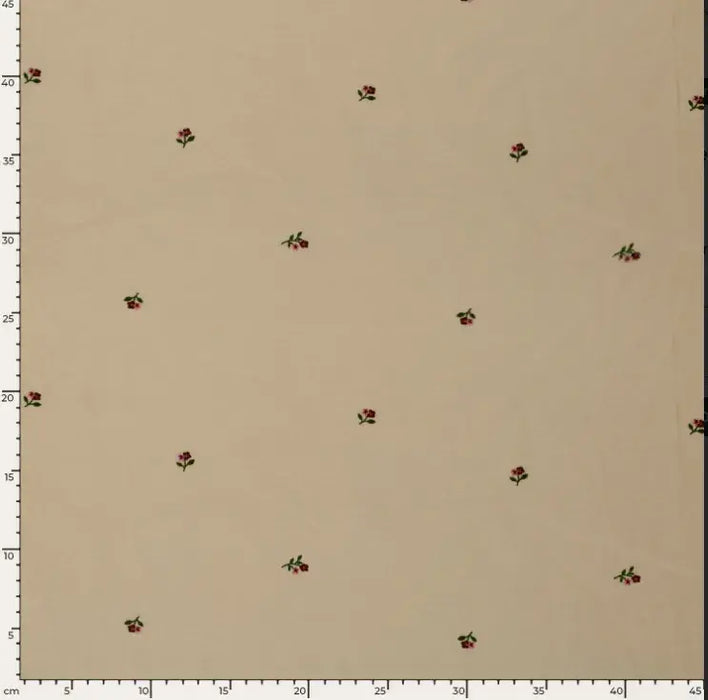 Feincord 21w Stoff Blumen beige
