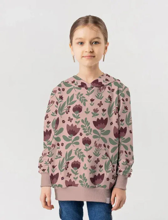 French Terry Stoff digital bedruckt Blumen Rosa