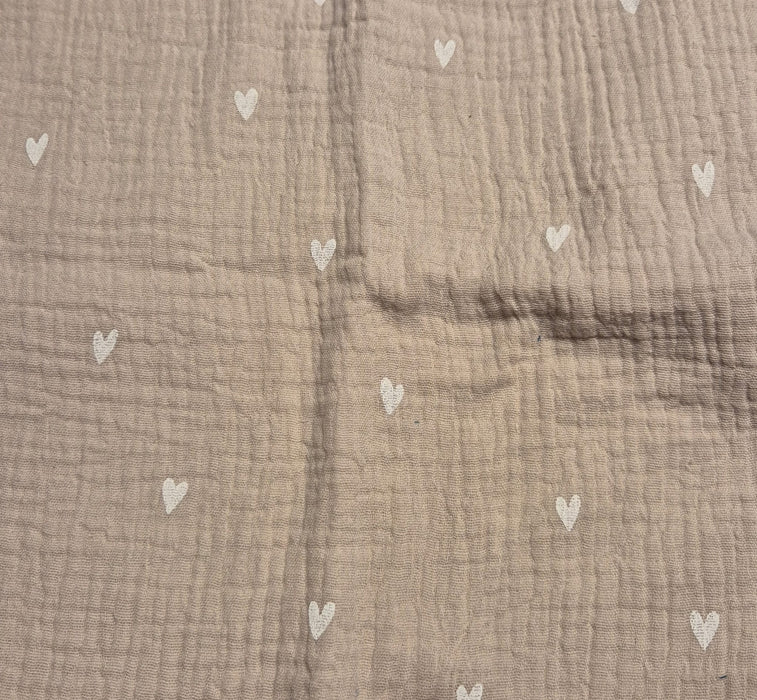 Reststück Musselin beige Herzen 30cm