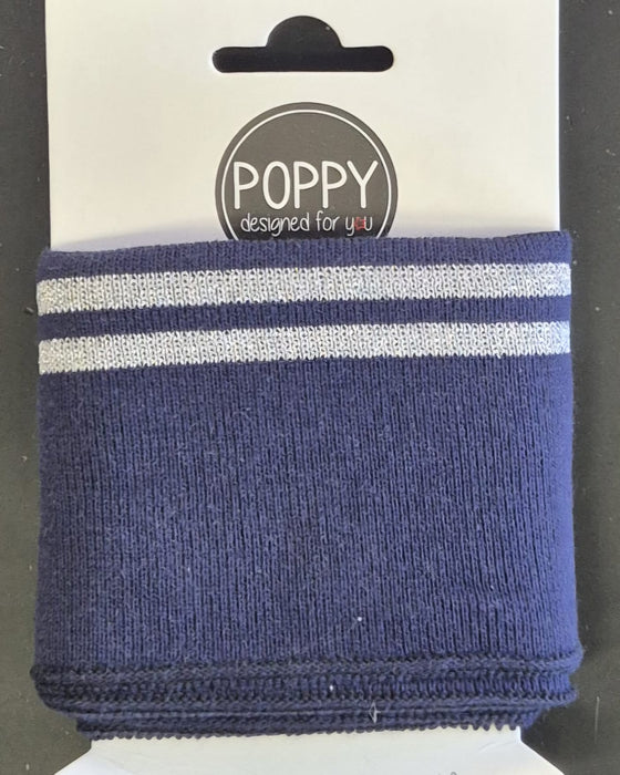 Cuff College Feinstrickbündchen dunkelblau lurex