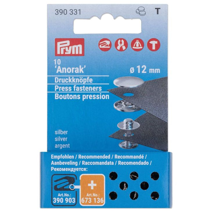 Prym Druckknöpfe Anorak 12mm silberfarbig