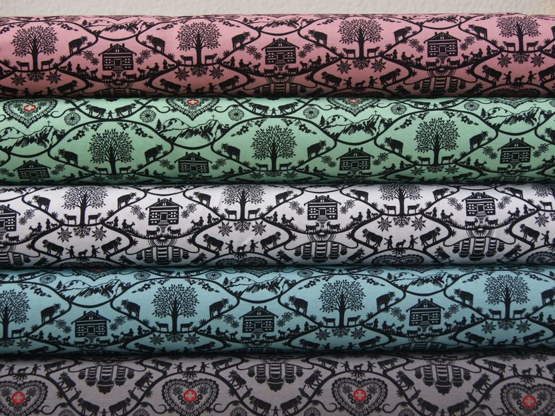 Baumwolljersey Scherenschnitt Digitaldruck hellgrau —