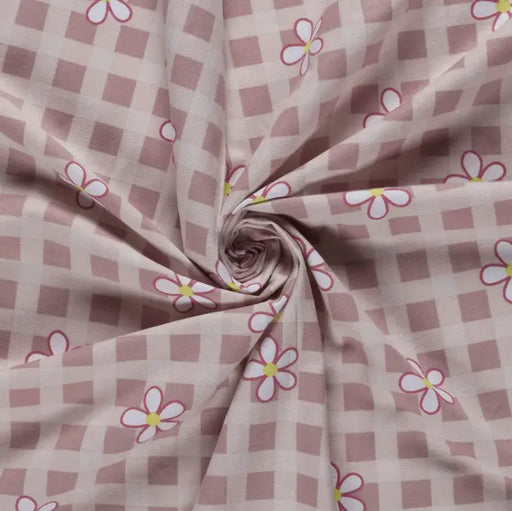 blumen-rosa-karo-flanell-stoff-stoffpilz