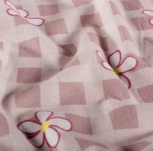 blumen-rosa-karo-flanell-stoff-stoffpilz