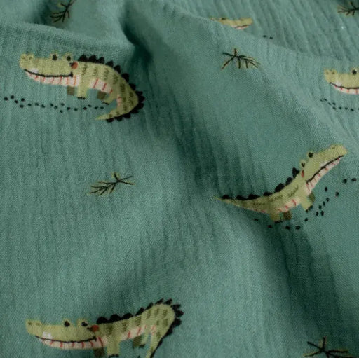 krokodile-gruen-baumwolle-musselin-stoffe-stoffpilz