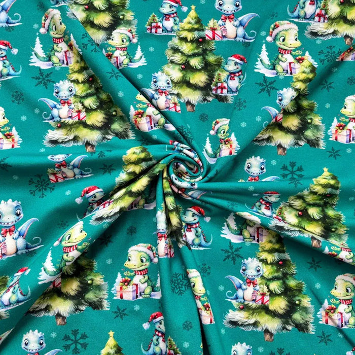 Weihnachtsdinosaurier-petrol-baumwollejersey-stoff-stoffpilz