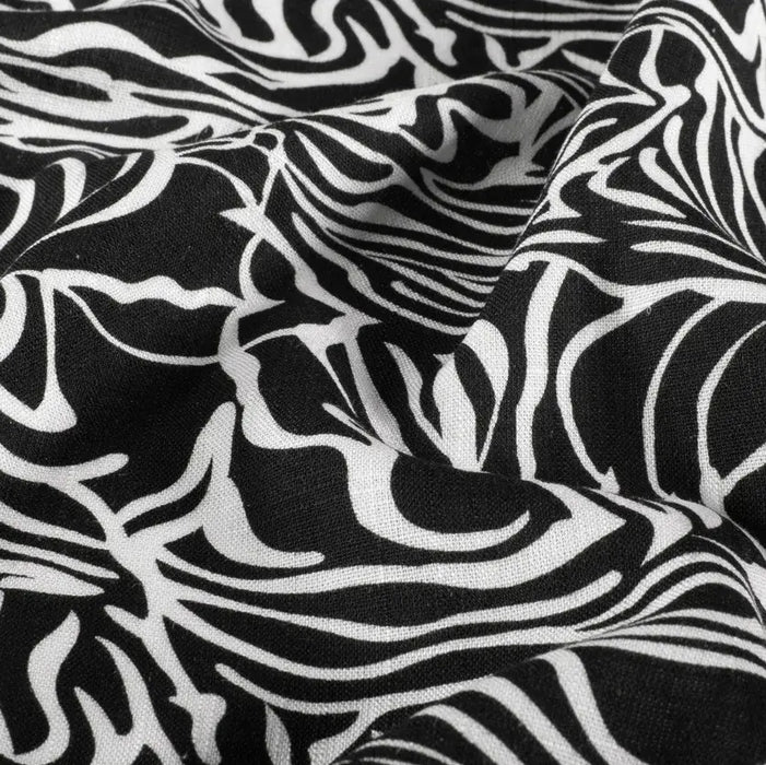 Gewebtes Viskose-Leinen Stoff bedruckt Zebras Schwarz