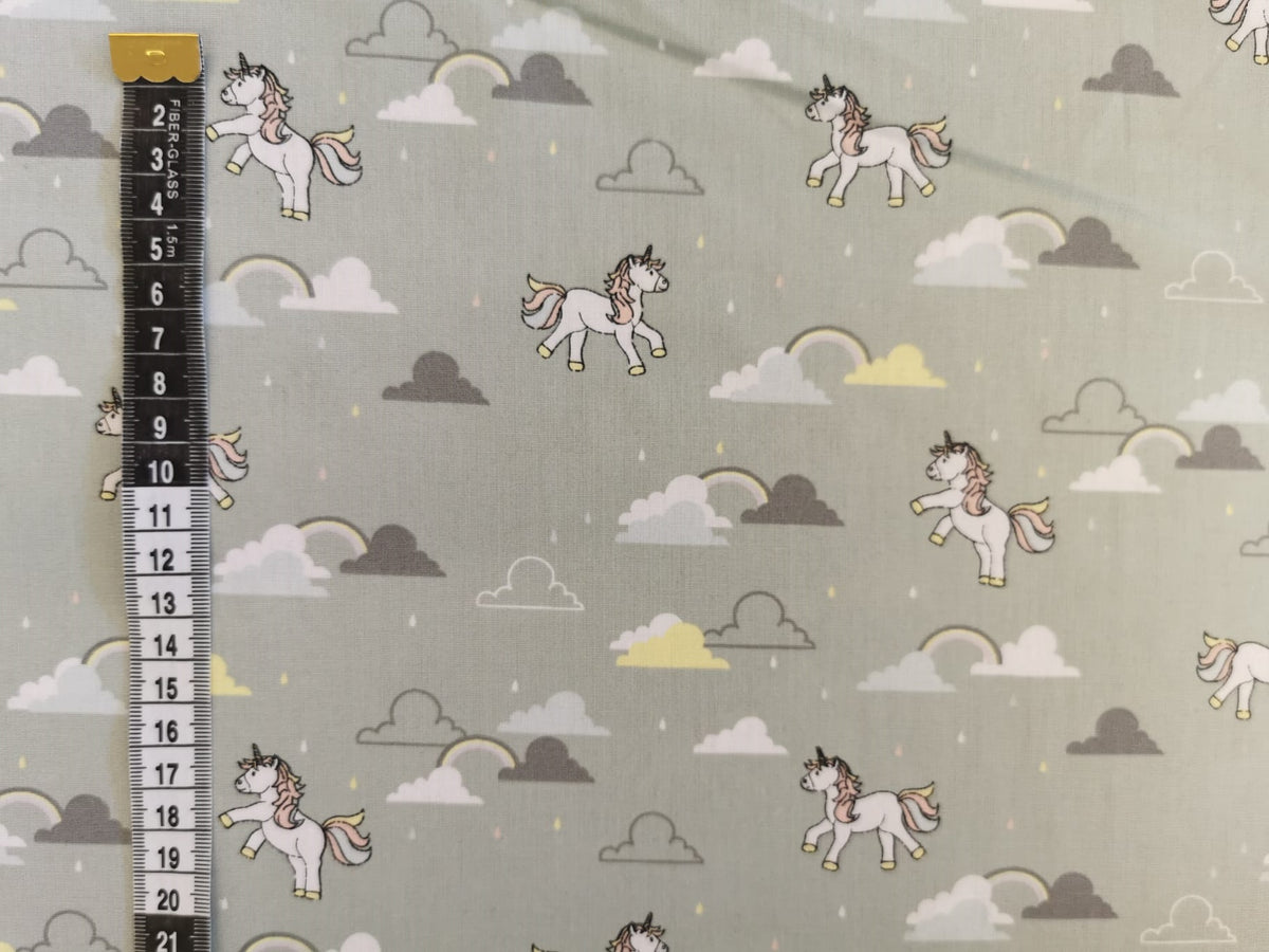 Baumwollstoff Patchworkstoff Einhorn Baumwollstoff Einhorn Dustymint —