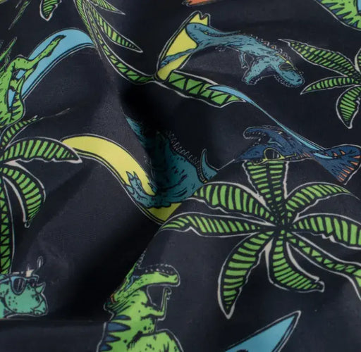 Dinosaurier-palmen-surf-wasserdicht-wasserabweisend-bedruckt-stoffe-stoffpilz