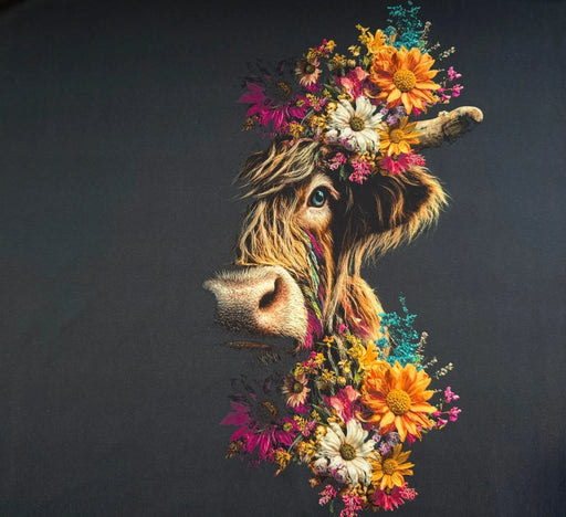 hilco-blumen-kuh-schwarz-mehrfarbig-blume-realistisch-stoffe-stoffgeschaeft-stoffpilz-stoff